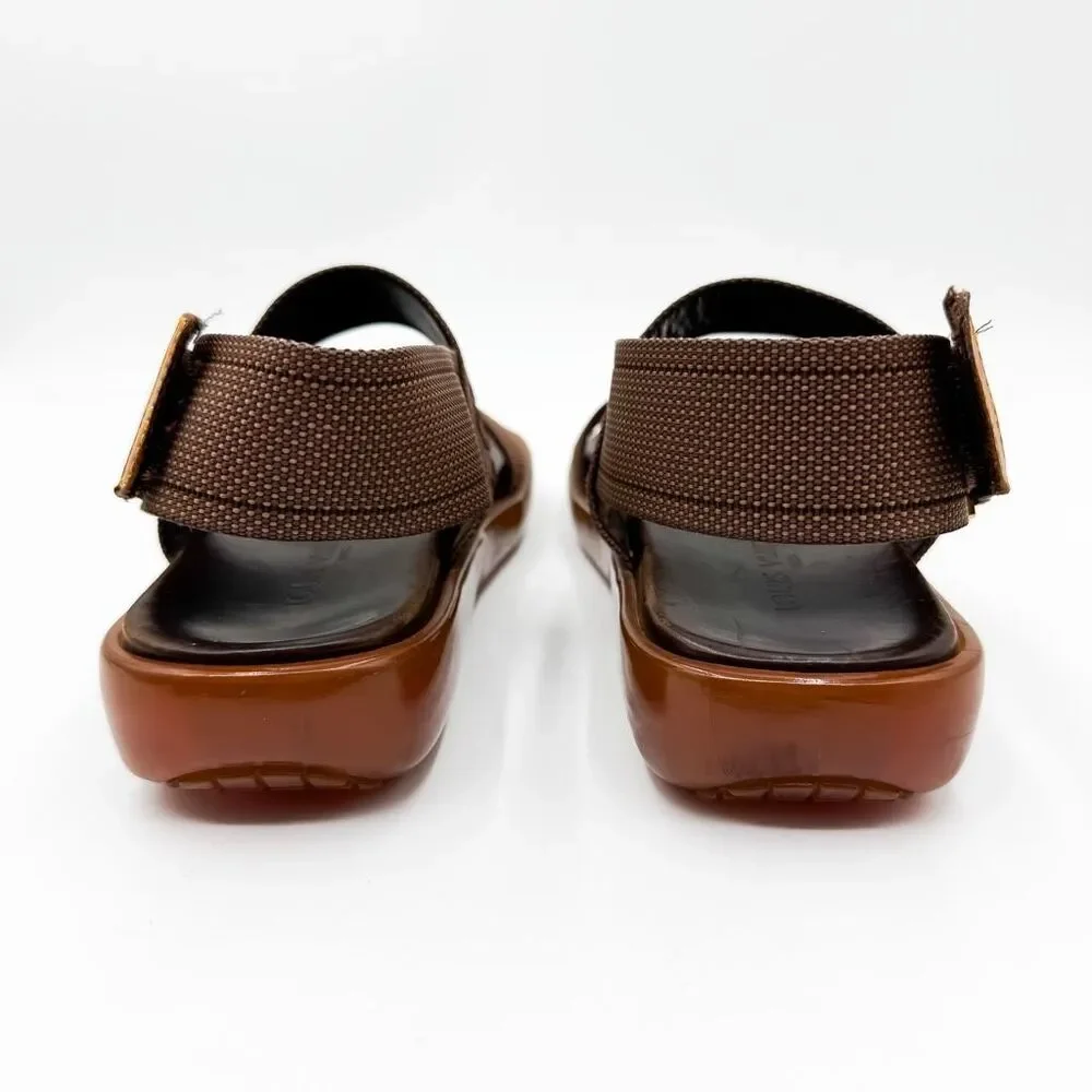 Louis Vuitton Embroidered Platform Slingback Logo Sandals EU 39.5 US 9.5